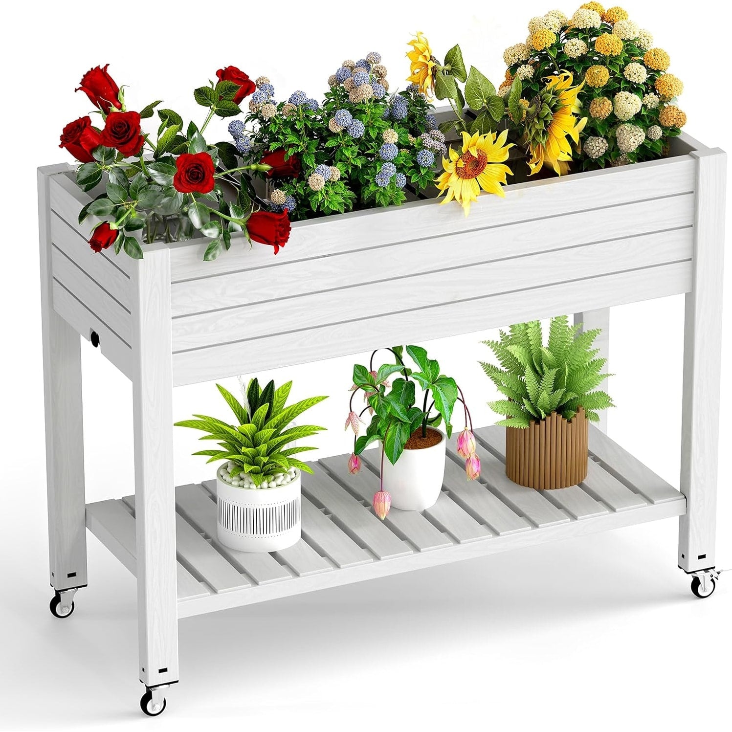 Elevated Horticulture Raised Garden Bed Divisible Raised Resin Planter Box For Backyard Patio Balcony