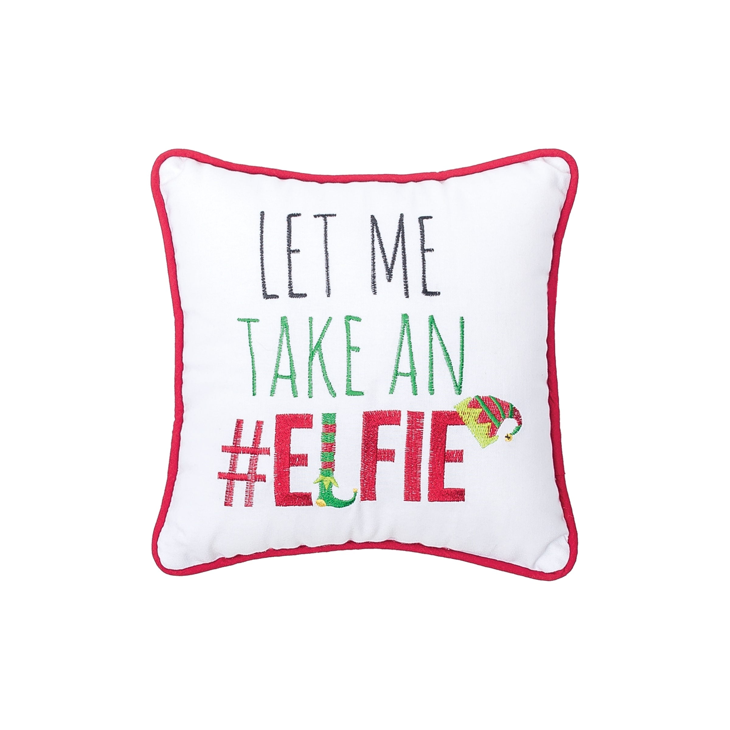 Elfie Embroidered Decororative Accent Throw Pillow