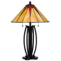 Eli Table Lamp 17 Inch Stained Tiffany Glass Shade Bronze Metal Resin