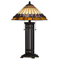Eli Table Lamp Tiffany Stained Glass Shade Hand Painted Design Bronze