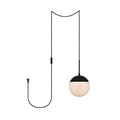 Elian 1 Light Plug In Pendant With Frosted White Shade Black 8 Diameter