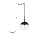 Elian 1 Light Plug In Pendant With Frosted White Shade Black 10 Diameter