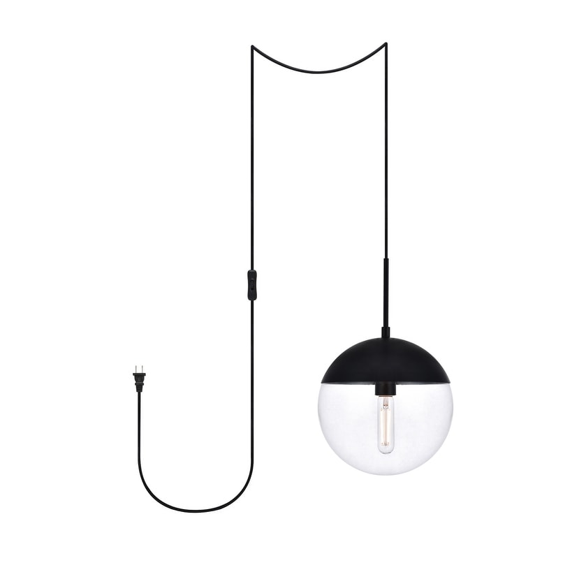 Elian 1 Light Plug In Pendant With Frosted White Shade Black 10 Diameter