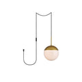 Elian 1 Light Plug In Pendant With Frosted White Shade Brass 10 Diameter