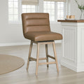Elias Solid Wood Upholstered Counter Height Or Bar Height Swivel Barstool With Fabric Seat