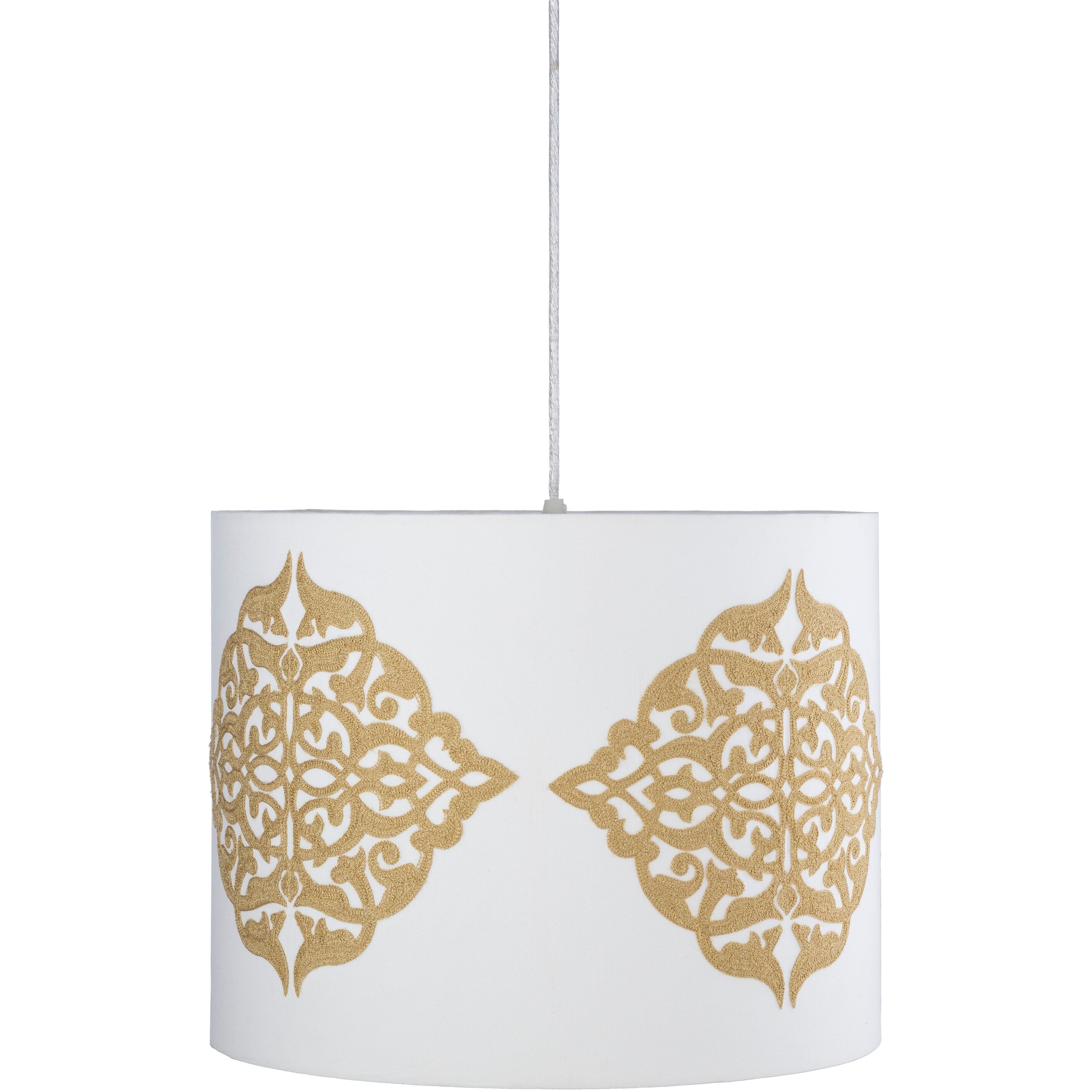 Elisabet Embroidered Medallion 18 Inch Drum Pendant 14 H X 18 W X 18 D