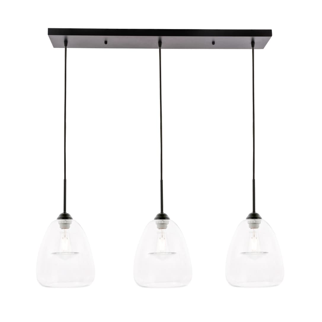 Ivy Terrace Elise Black 36 Inch 3 Light Clear Pendant