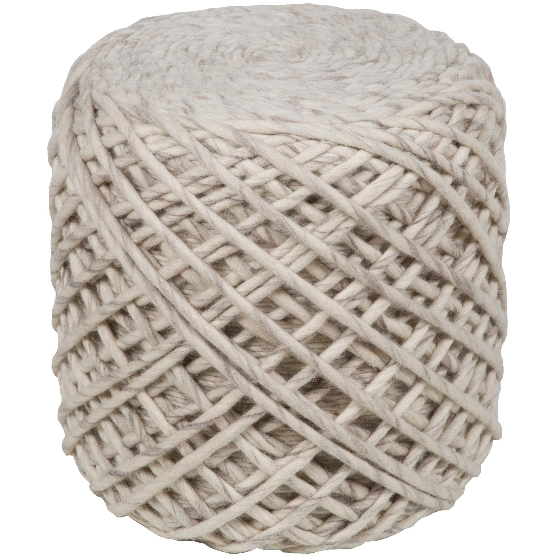 Elise Textured Wool 16 Inch Square Pouf