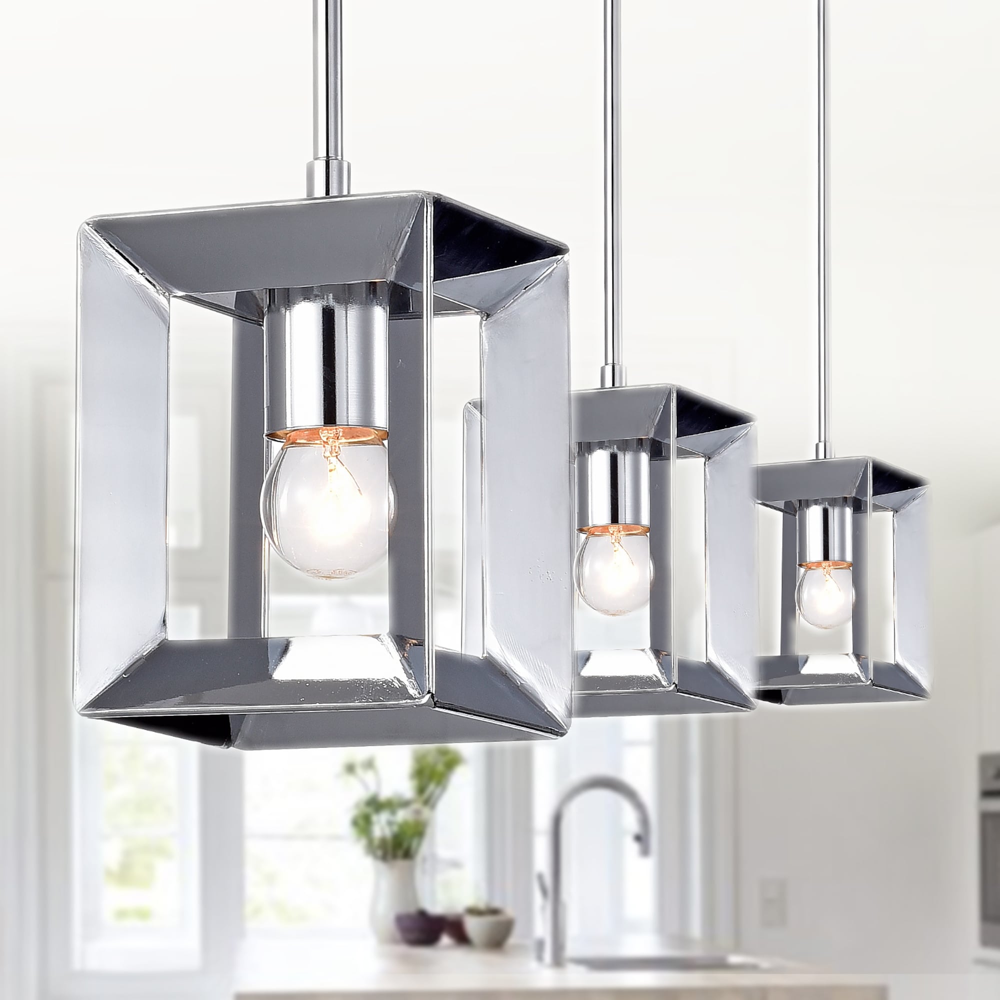 Elisi 5 Inch Square Pendant Lamp With Chrome Finish