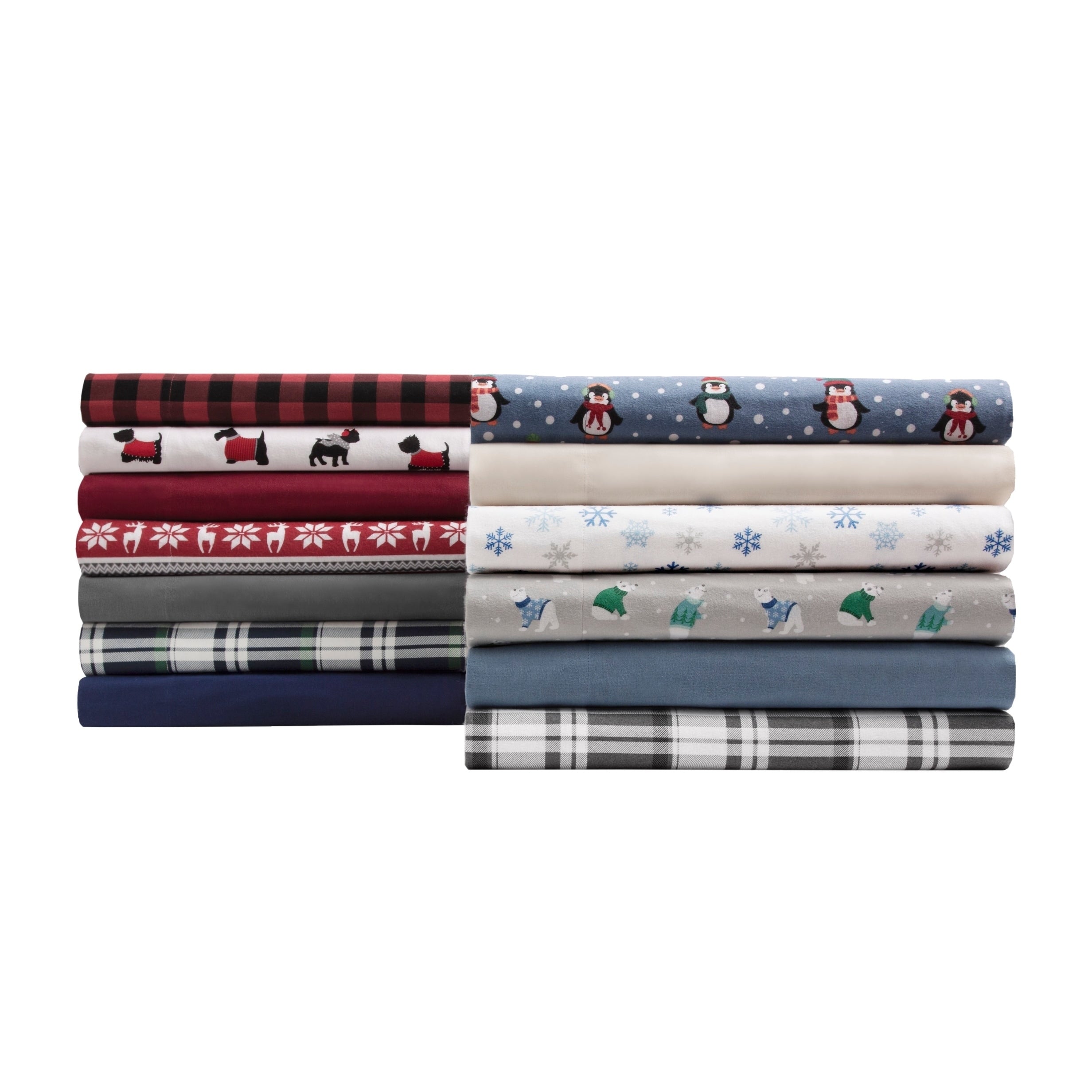 Elite Home Products Red Buffalo Plaid Cotton Flannel Sheet Set