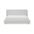 Elix Queen Bed Curved Tufted Upholstered Headboard Polyester Upholstery No Box Spring Required Pebble