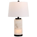 Eliza 25.5 Contemporary Modern Alabaster Column Led Table Lamp With Nightlight Base