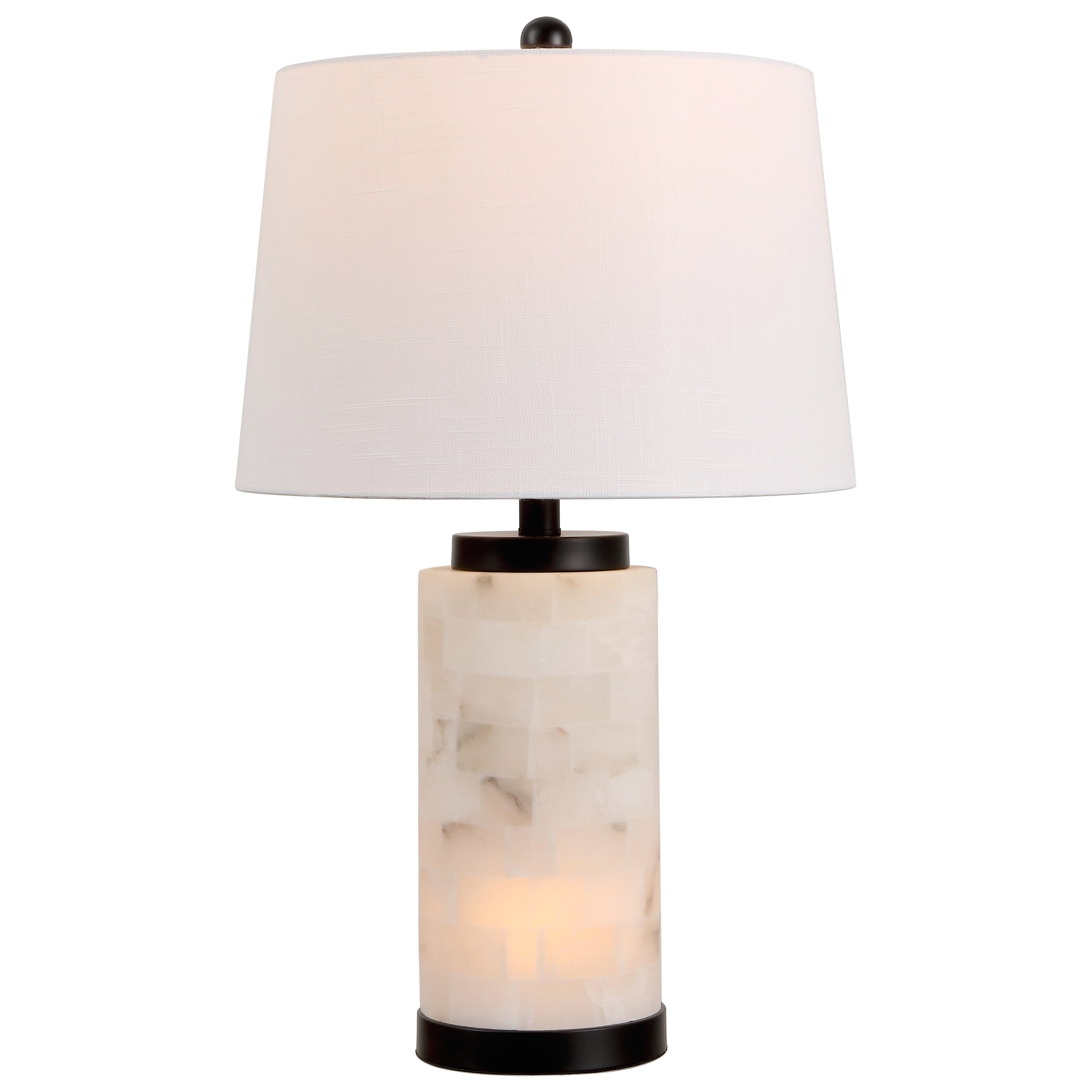 Eliza 25.5 Contemporary Modern Alabaster Column Led Table Lamp With Nightlight Base