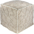 Eliza Textured Farmhouse Wool Blend 18 Inch Square Pouf