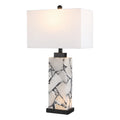 Elizabeth 27.5 Contemporary Coastal Rectangular Alabaster Mosaic Led Table Lamp With Nightlight Base