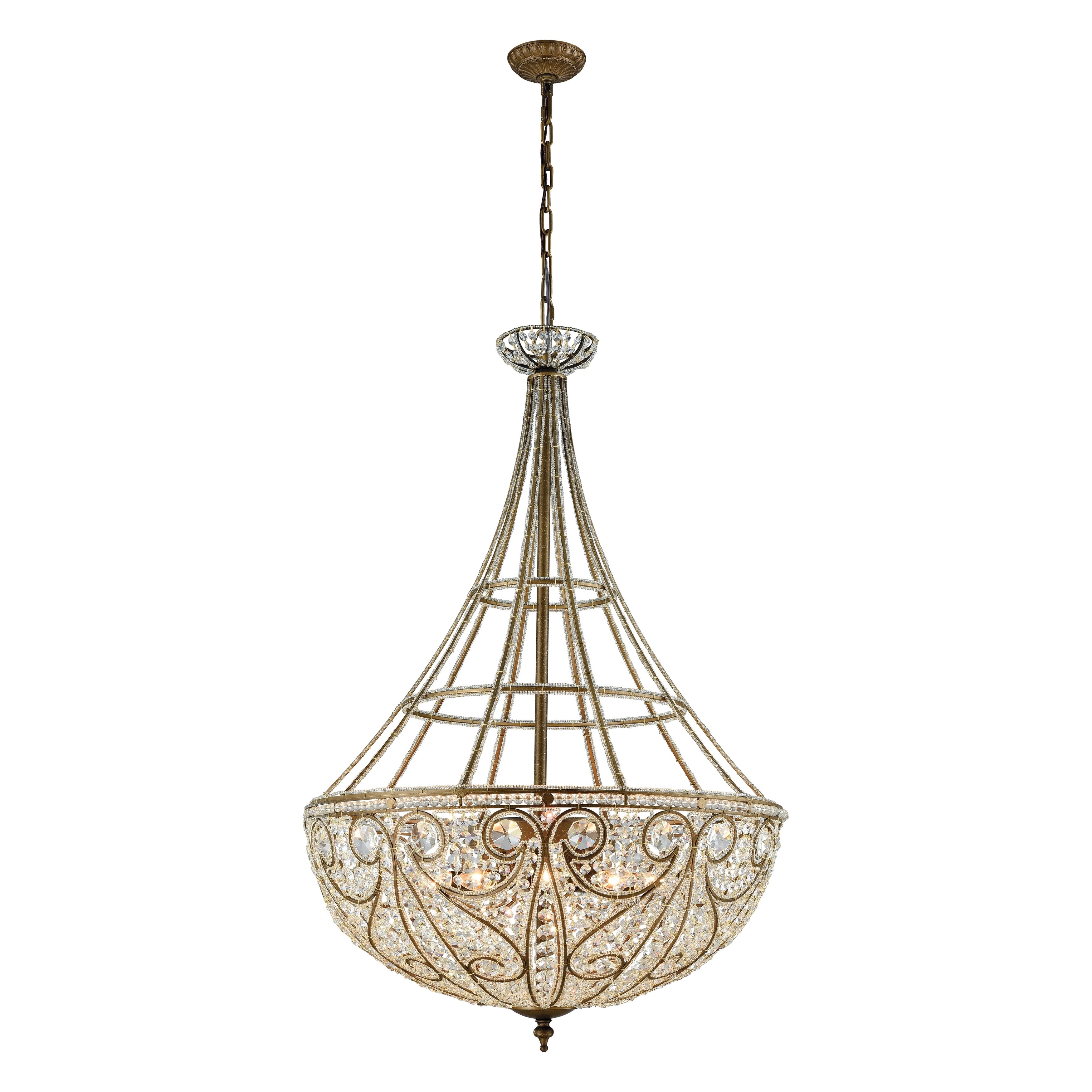 Elizabethan 28 Inch Wide 10 Light Chandelier In Dark Bronze 28In W