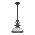 Elk Chadwick Oil Rubbed Bronze And Seeded Glass 1 Light Pendant