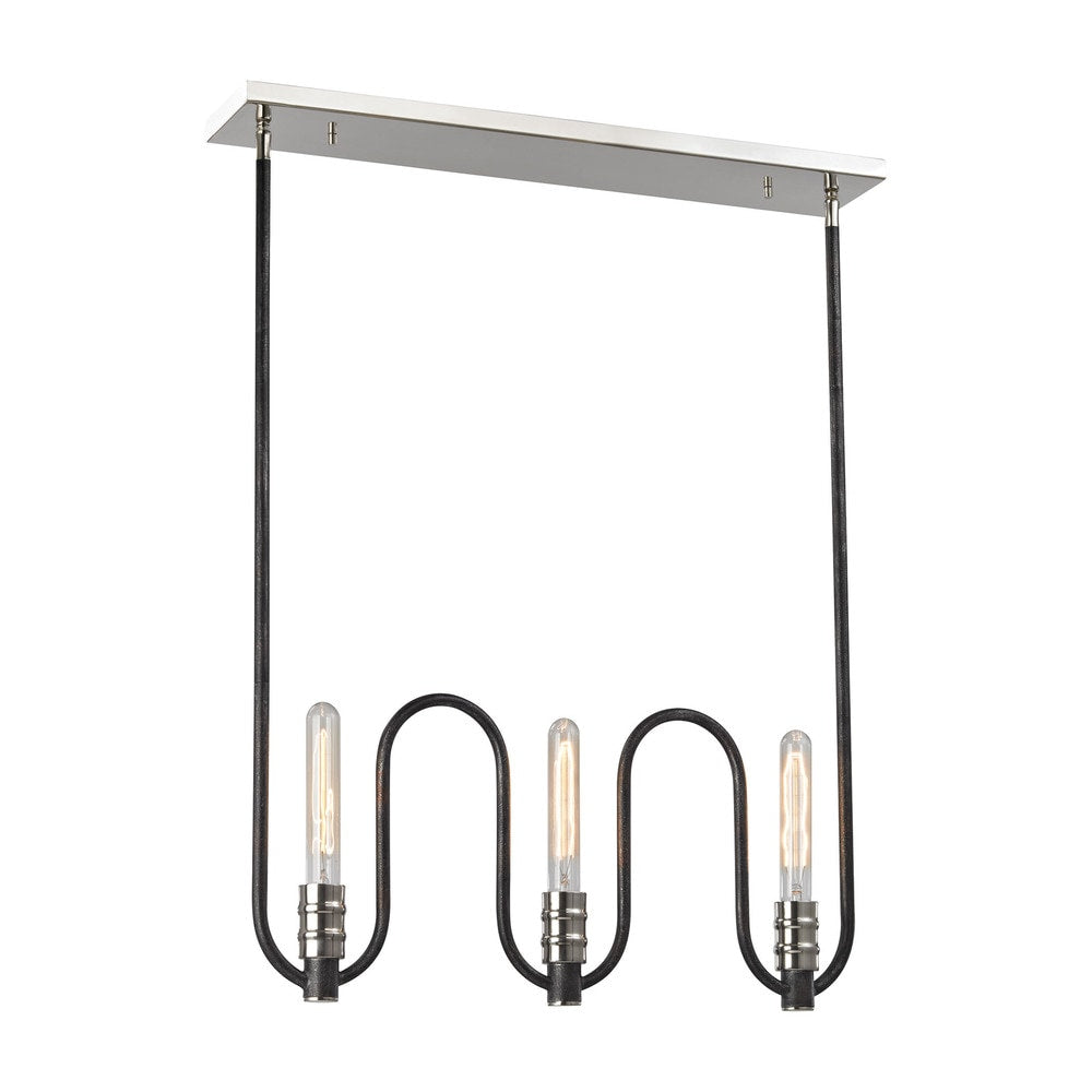 Elk Continuum 6 Light Led Chandelier In Silvered Graphite With Polished Nickel Accents