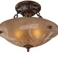 Elk Home Restoration Golden Bronze With Amber Glass 3 Light Semi Flush