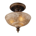 Elk Home Restoration Golden Bronze With Amber Glass 3 Light Semi Flush