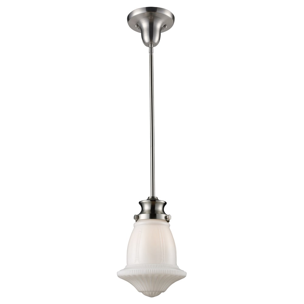 Elk Lighting Schoolhouse Satin Nickel 1 Light Pendant 12 H X 8 D