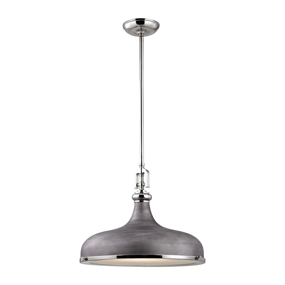 Elk Rutherford 1 Light Pendant In Polished Nickel And Weathered Zinc Polished Nickel Weathered Zinc