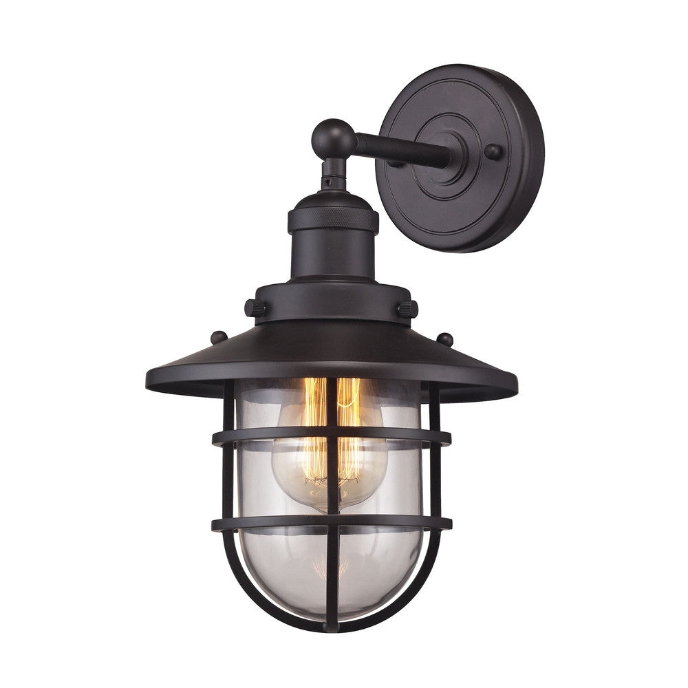 Elk Seaport 1 Light Sconce In Oil Rubbed Bronze And Clear Glass