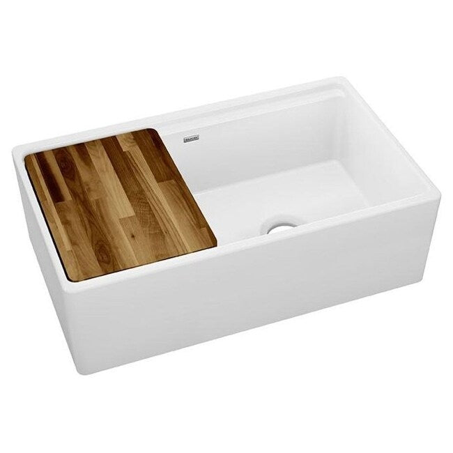 Elkay Swuf3320 33In Double Basin Fireclay Farmhouse Kitchen Sink With 60 40 Split And Aqua Divide