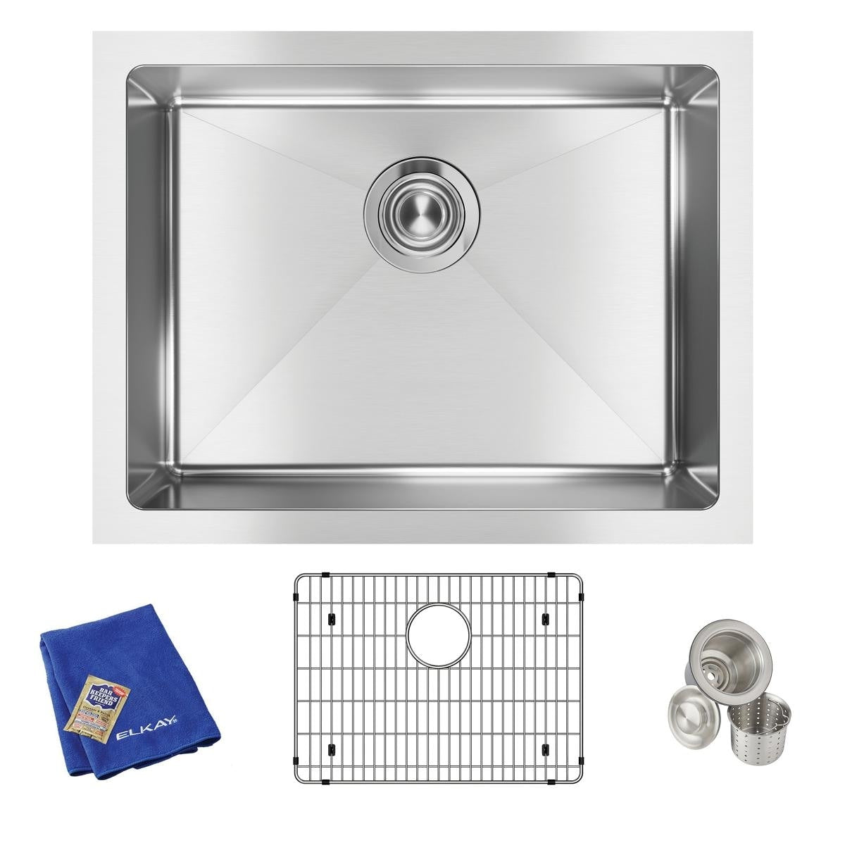 Elkay Crosstown 16 Gauge Stainless Steel 23 1 2 X 18 1 4 X 10 Single Bowl Undermount Sink Kit