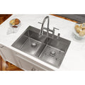 Elkay Crosstown Stainless Steel 33 X 22 X 9 Equal Double Bowl Dual Mount Sink Kit