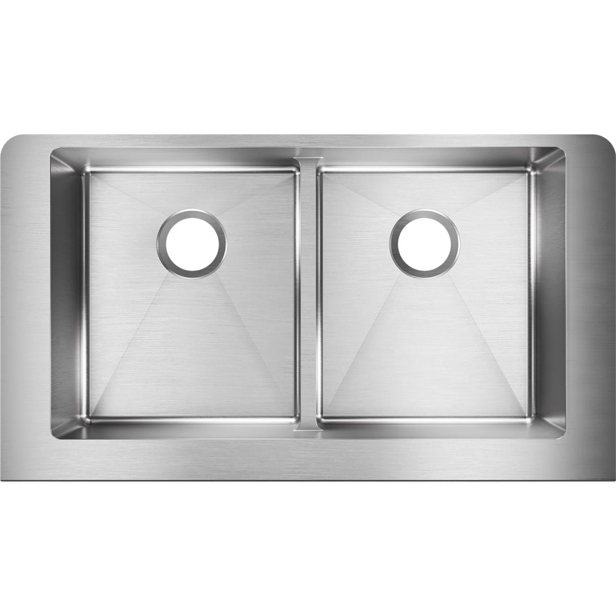 Elkay Crosstown Stainless Steel 35 7 8 X 20 1 4 X 9 Equal Double Bowl Farmhouse Sink With Aqua Divide