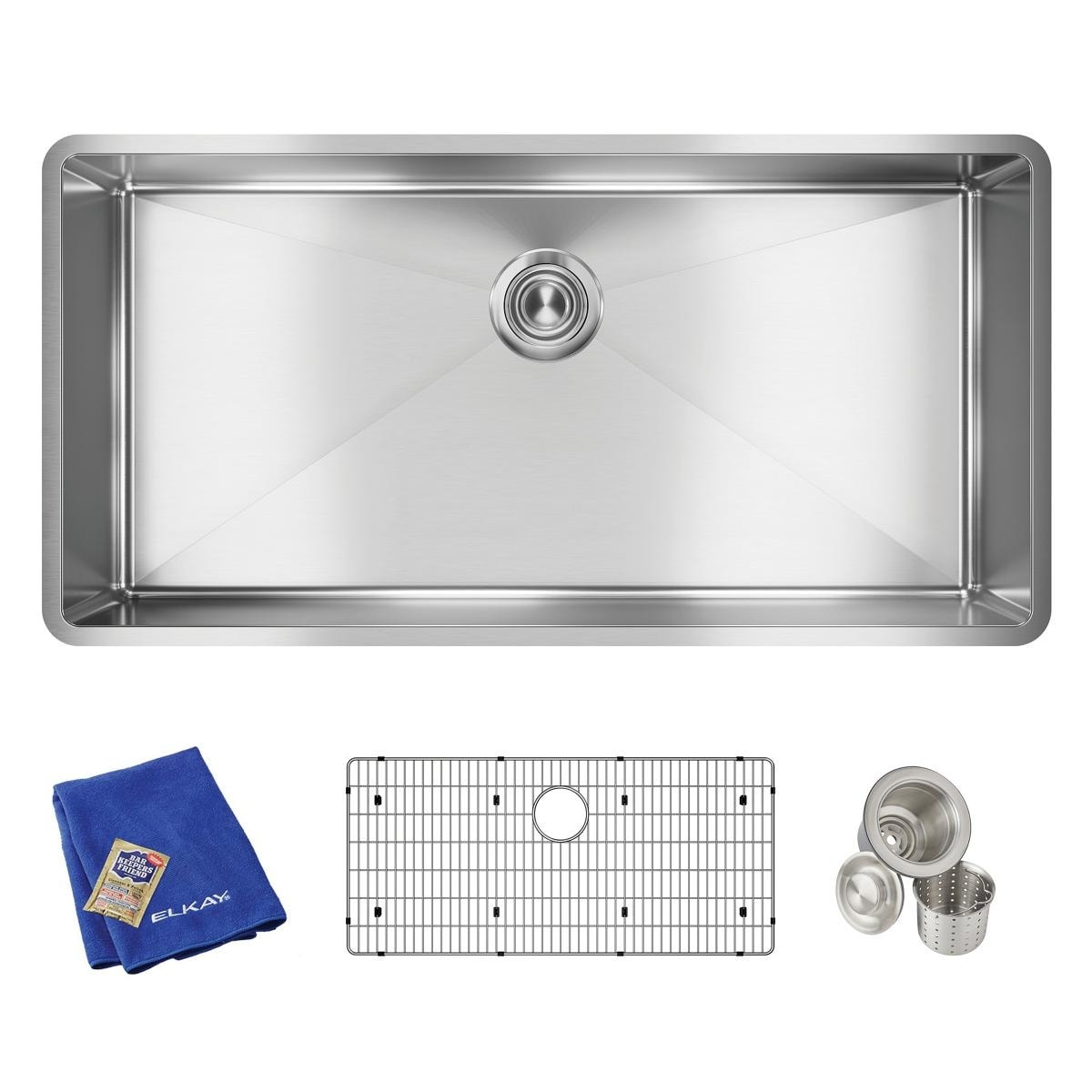 Elkay Crosstown Stainless Steel 36 1 2 X 18 1 2 X 9 Single Bowl Undermount Sink Kit