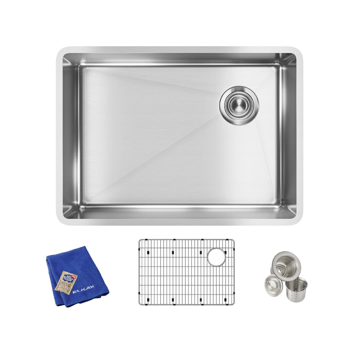 Elkay Ectru24179Rtc Crosstown 25 1 2In Undermount Single Basin Stainless Steel Kitchen Sink Stainless Steel