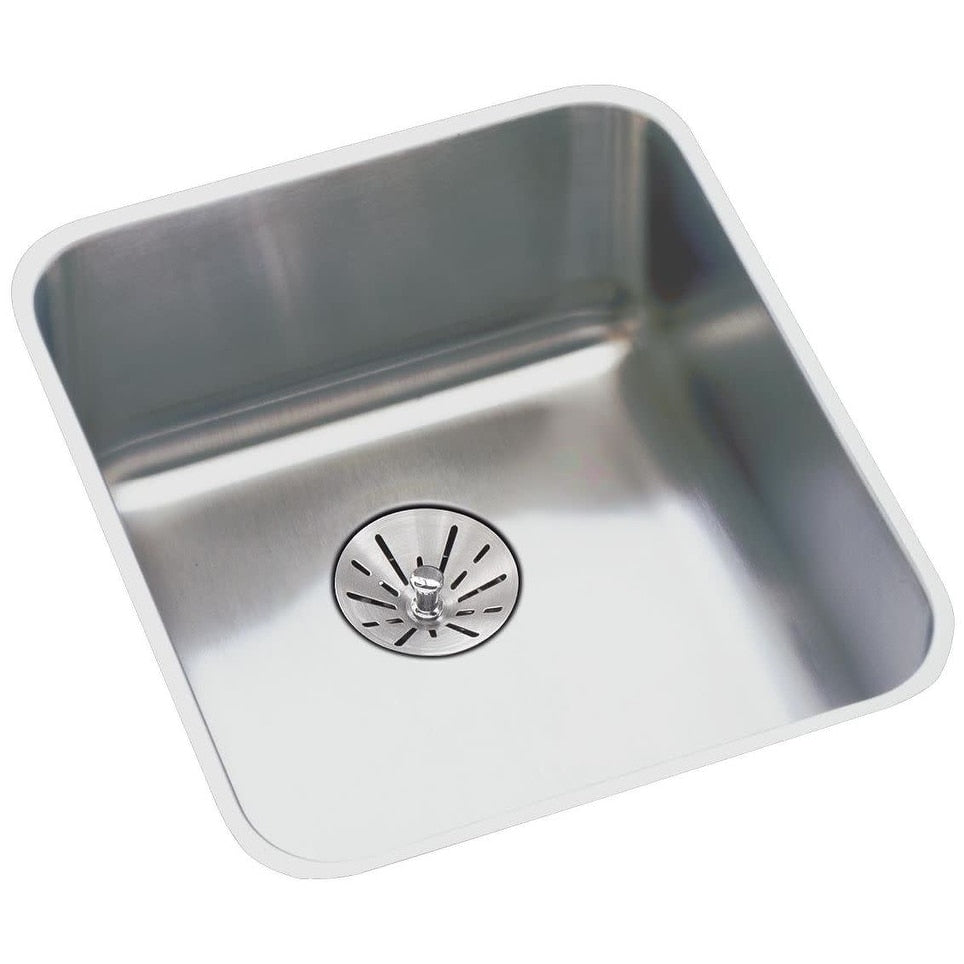 Elkay Eluhad141455Pd Lustertone 16 1 2 Single Basin Undermount Kitchen Sink With Drain Stainless Steel
