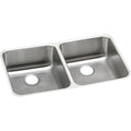 Elkay Eluhad311855 Lustertone Stainless Steel 30 3 4 X 18 1 2 Ada Undermount Double Bowl Sink With 5 3 8 Depth