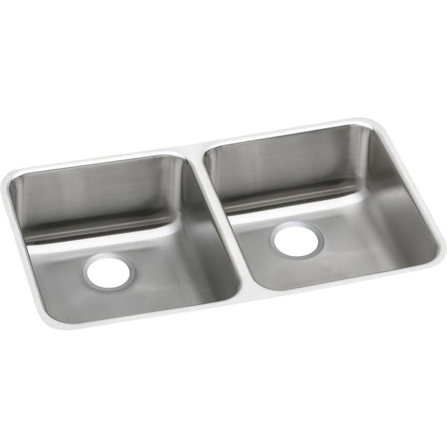 Elkay Eluhad311855 Lustertone Stainless Steel 30 3 4 X 18 1 2 Ada Undermount Double Bowl Sink With 5 3 8 Depth