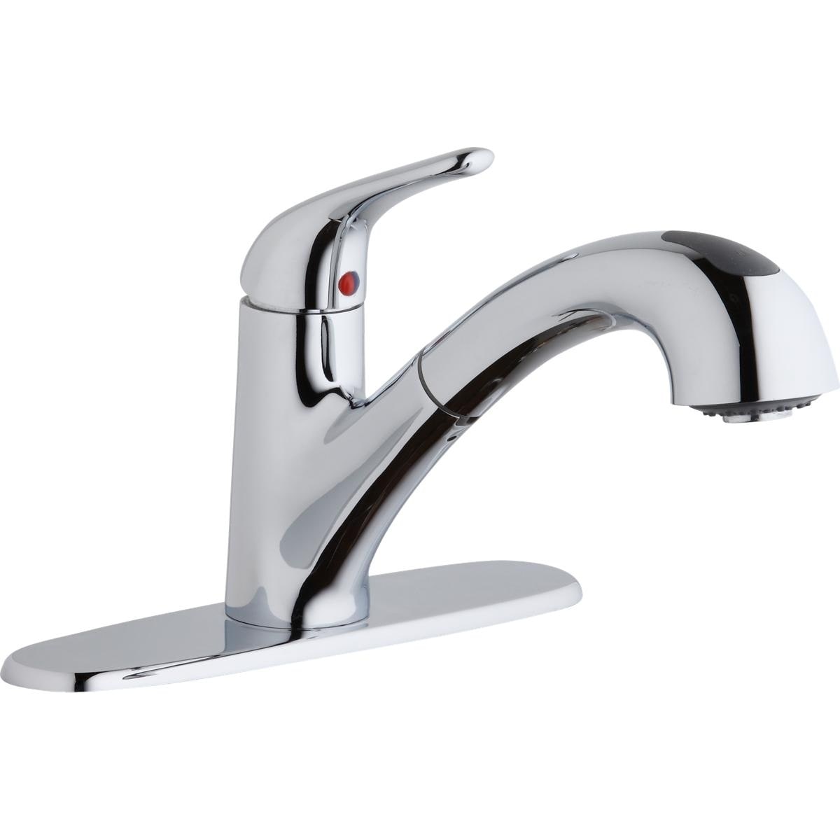 Elkay Everyday Single Hole Deck Mount Kitchen Faucet With Pull Out Spray Lever Handle Optional Escutcheon Chrome