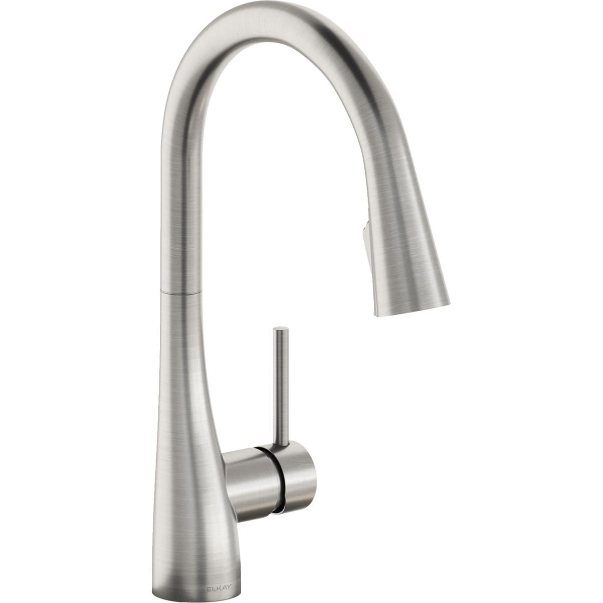 Elkay Gourmet Single Hole Kitchen Faucet With Pull Down Spray And Forward Only Lever Handle