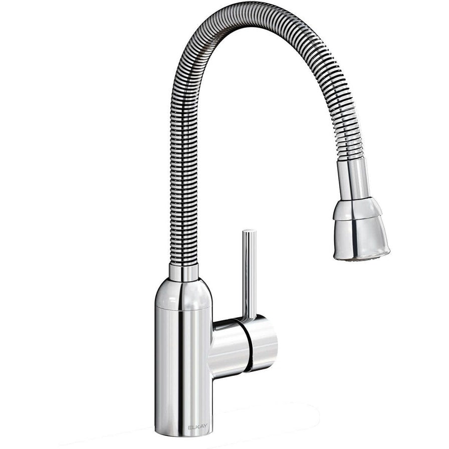 Elkay Lk2500 Pursuit 1.5 2.2 Gpm Deck Mounted Kitchen Faucet With Flexible Spout And Escutcheon Chrome