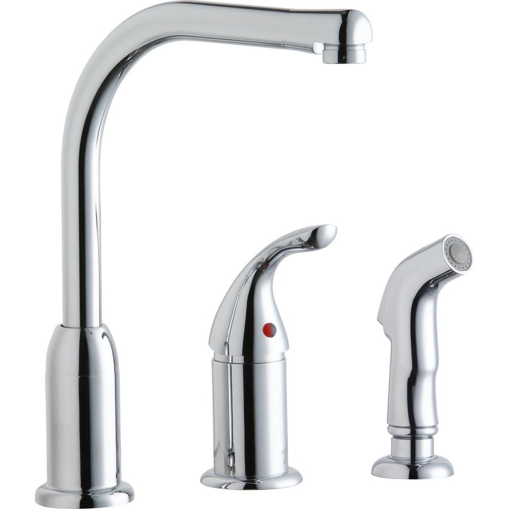 Elkay Lk3001 Everyday 1.5 2.2 Gpm Deck Mounted Kitchen Faucet With Sidespray And Remote Lever Chrome