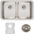 Elkay Lustertone Classic Stainless Steel 30 3 4 X 18 1 2 X 10 Equal Double Bowl Undermount Sink Kit