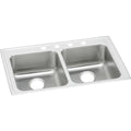 Elkay Lustertone Classic Stainless Steel 33 X 21 1 4 X 6 Equal Double Bowl Drop In Ada Sink