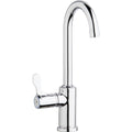Elkay Single Hole 12 1 2 Deck Mount Faucet With Gooseneck Spout Lever Handle On Left Side Chrome