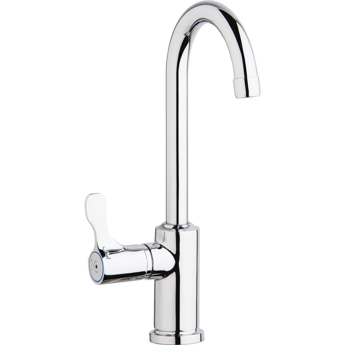 Elkay Single Hole 12 1 2 Deck Mount Faucet With Gooseneck Spout Lever Handle On Left Side Chrome