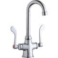Elkay Single Hole With Concealed Deck Faucet With 4 Gooseneck Spout 4 Wristblade Handles Chrome
