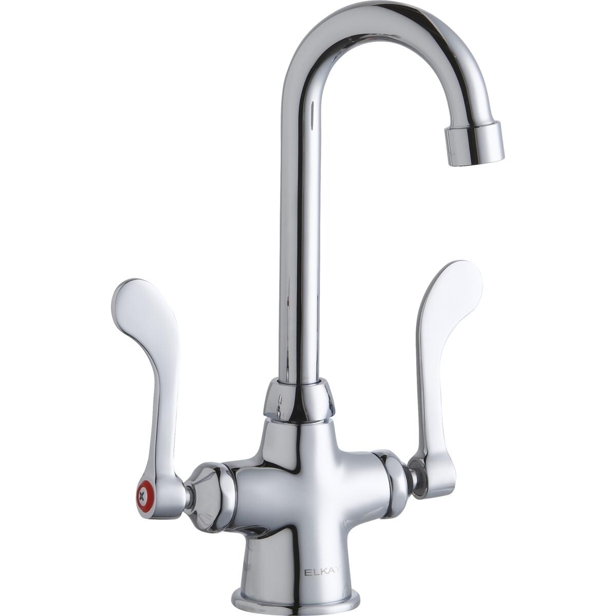 Elkay Single Hole With Concealed Deck Faucet With 4 Gooseneck Spout 4 Wristblade Handles Chrome