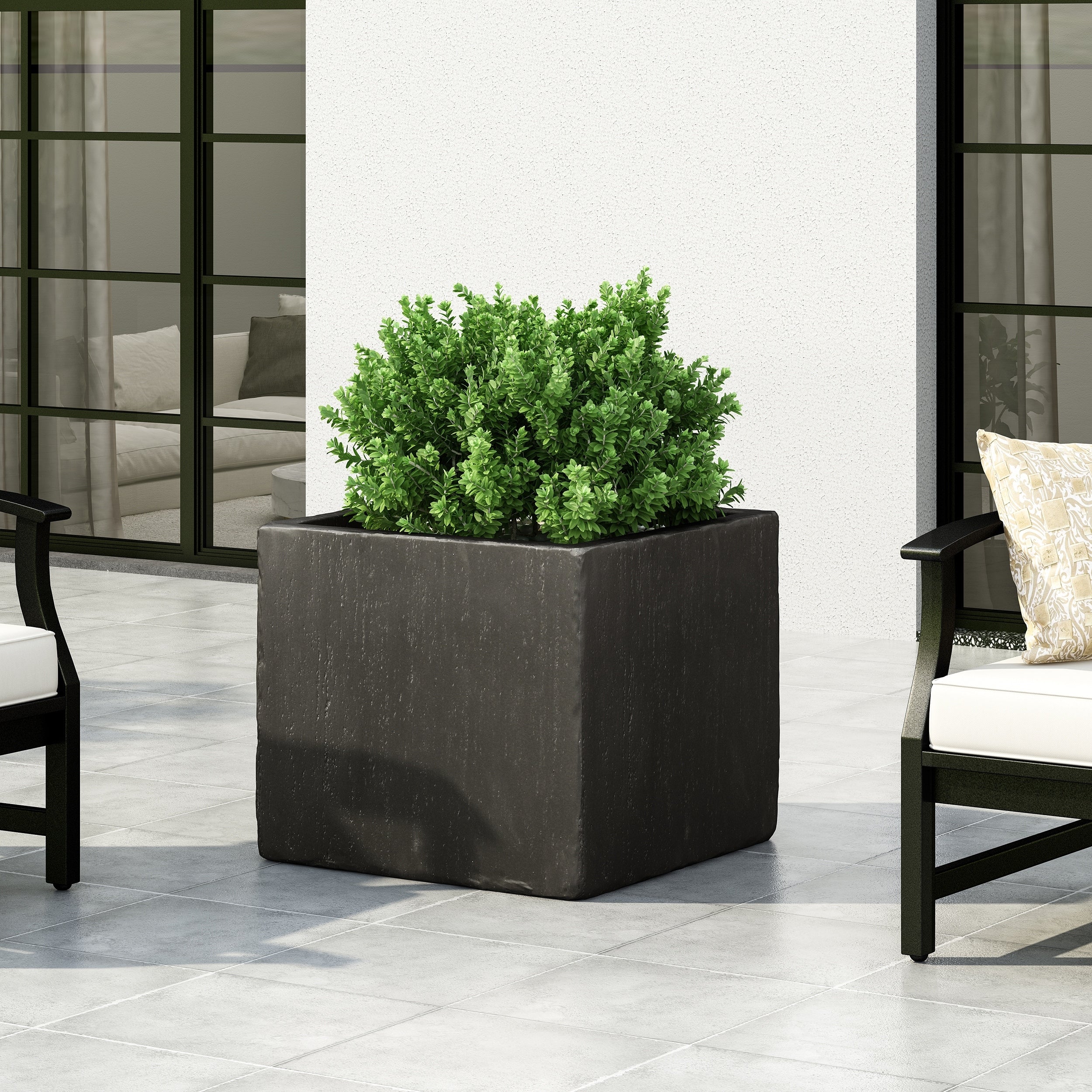 Ella Outdoor Modern Cast Stone Square Planter By Christopher Knight Home