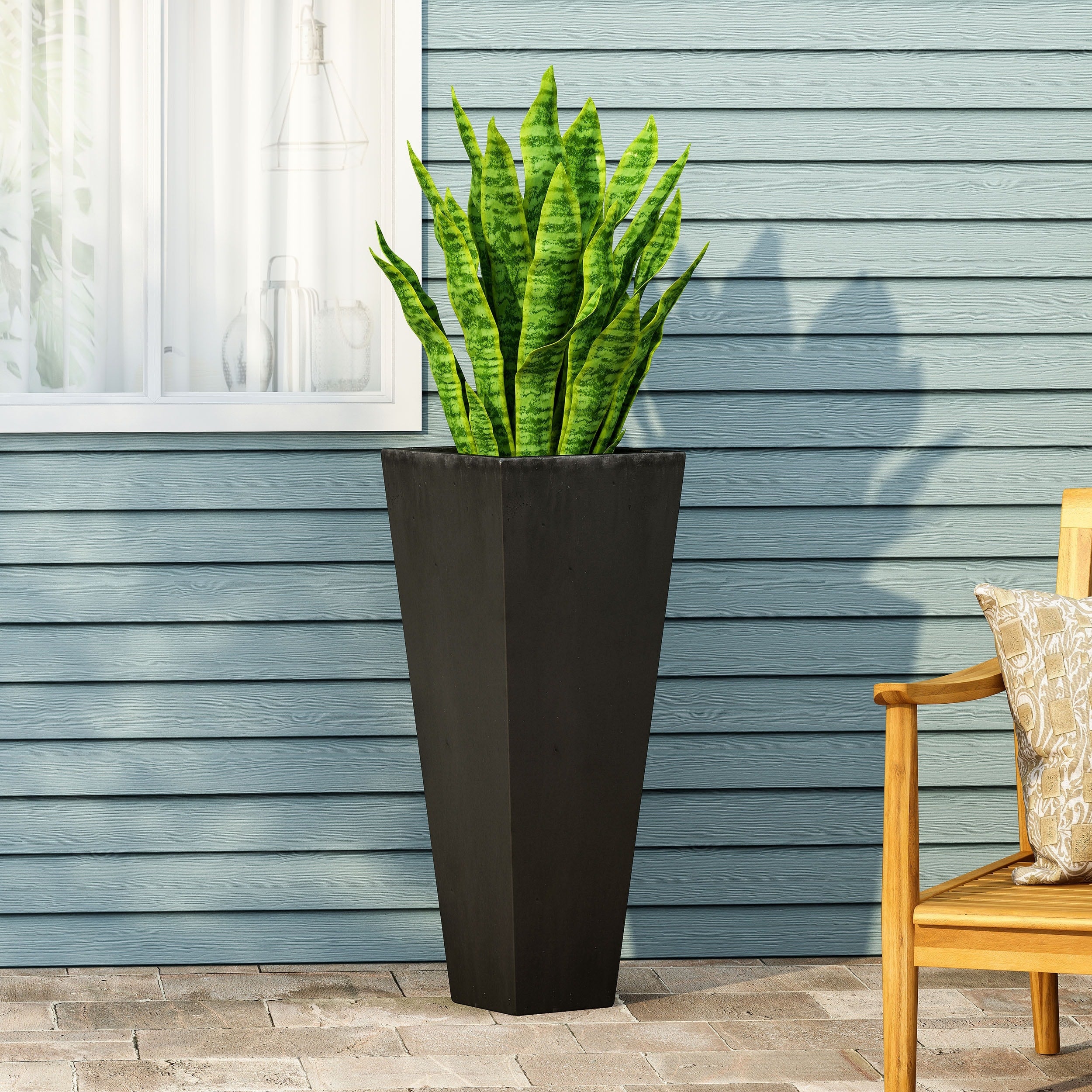 Ella Outdoor Modern Cast Stone Planter By Christopher Knight Home