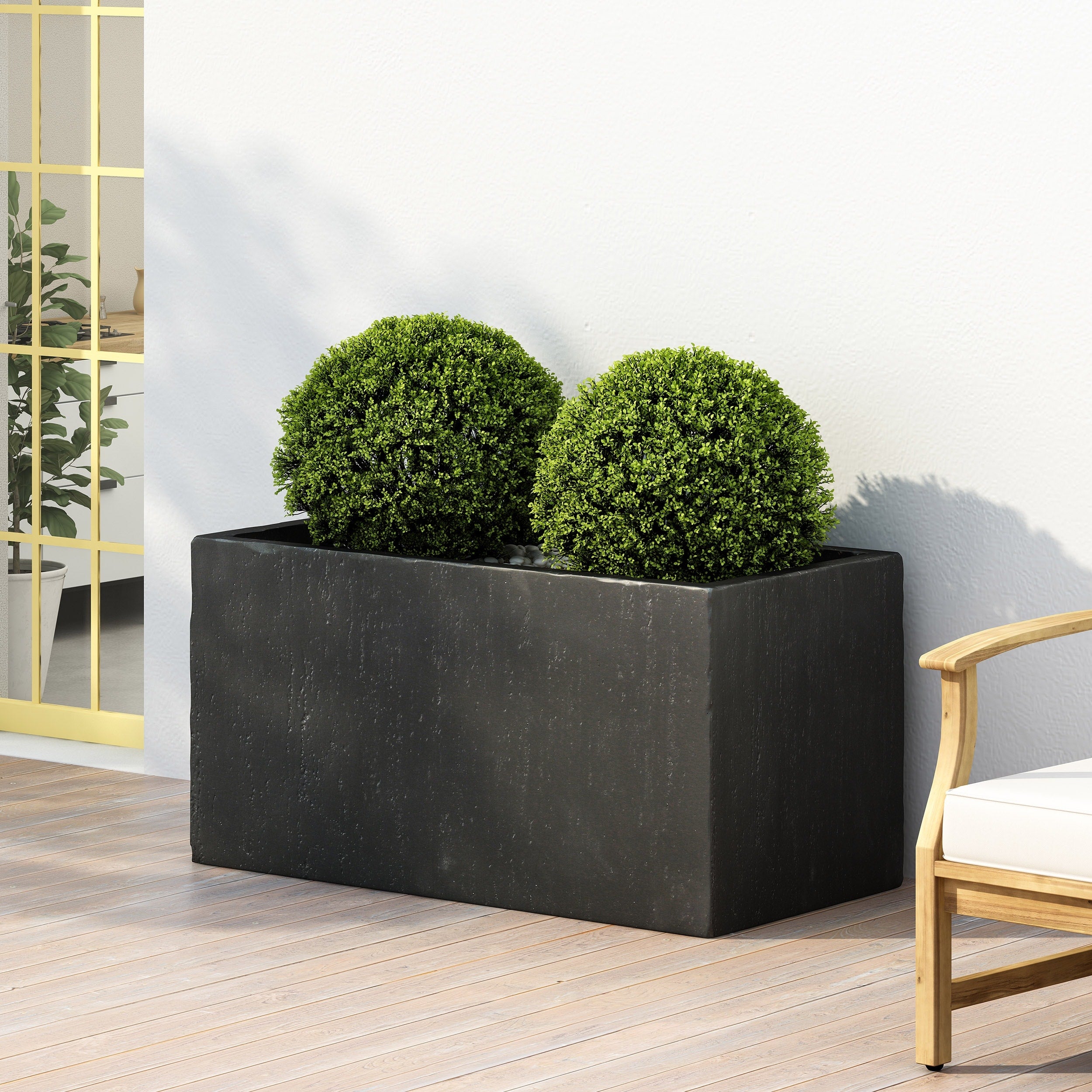 Ella Outdoor Modern Cast Stone Rectangular Planter By Christopher Knight Home