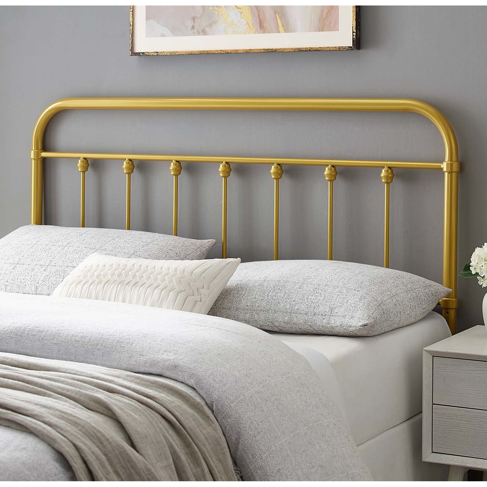 Ellen Classic Queen Size Gold Metal Headboard